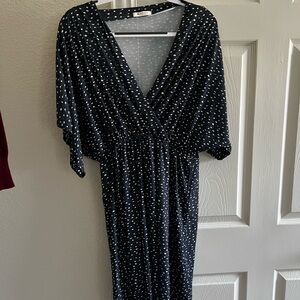 Chic Black Polka Dot Midi Dress